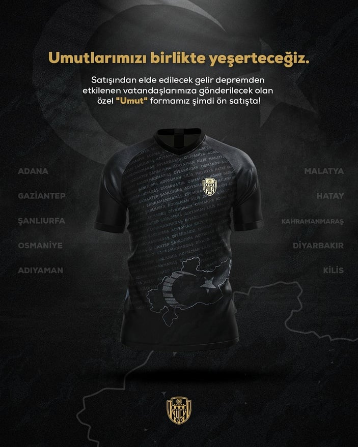 Ankaragücü'nden depremzedelere özel forma