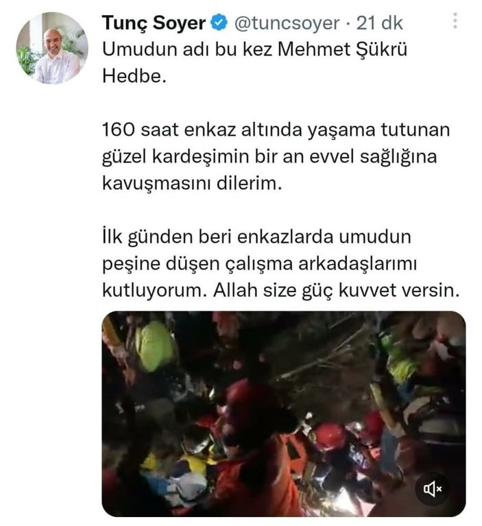 Hatay’da 62 yaşındaki Mehmet Amca da kurtarıldı