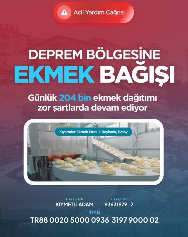 KIYAMDER’den deprem bölgesine günlük 204 bin ekmek