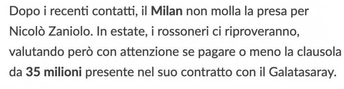 Milan, Galatasaray'ın yeni transferi Zaniolo'yu izliyor