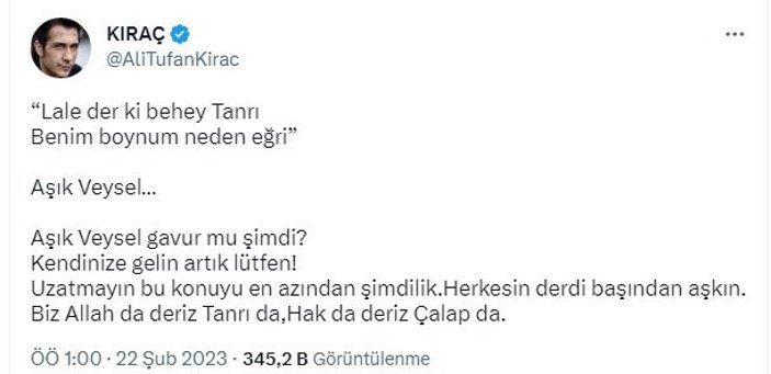 Kıraç: Merhamet et yüce tanrım