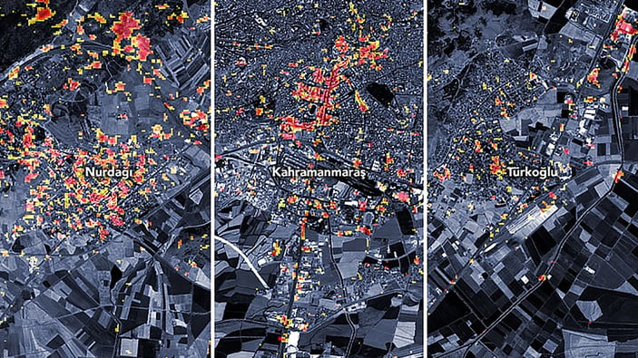 NASA, 3 bölgedeki deprem hasarını gösterdi