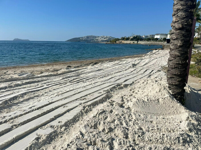 Bodrum’da sahile beyaz kum döken otelin çalışması durduruldu