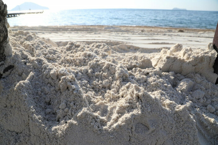 Bodrum’da sahile beyaz kum döken otelin çalışması durduruldu