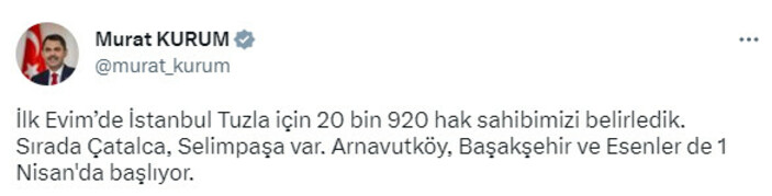 İstanbul'da kura heyecanı devam ediyor! Tuzla'da 20 bin 920 hak sahibi belirlendi