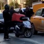 Başakşehir'de taksi şoförü ile motosiklet sürücü arasında yol verme kavgası