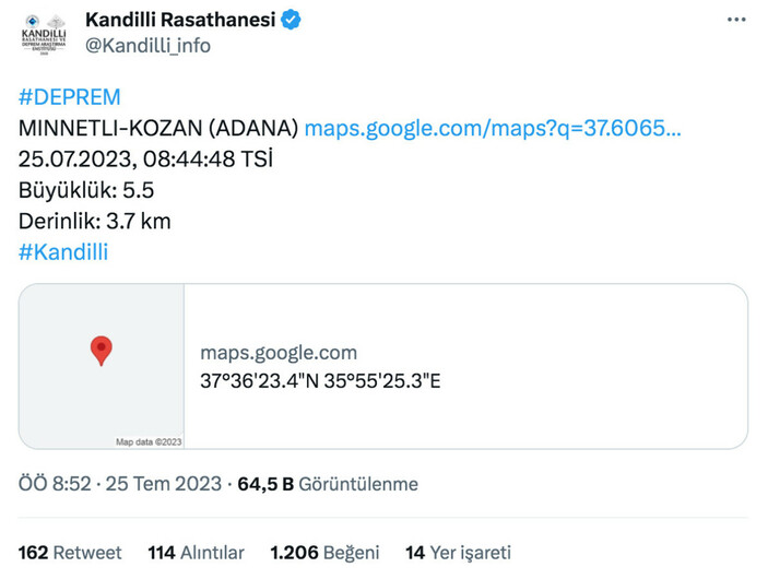 SON DEPREMLER LİSTESİ! Adana'da 4.0 büyüklüğünde deprem! Kandilli Rasathanesi ve AFAD son depremler listesi..