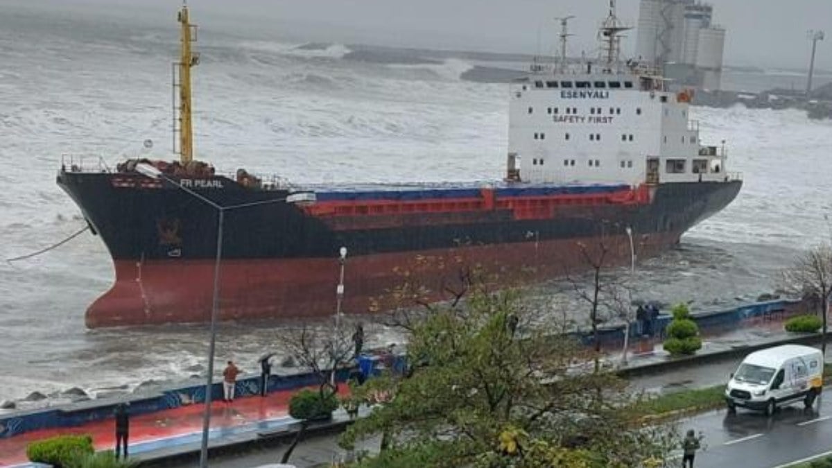 Karadeniz'de fırtına! Artvin'de gemi karaya oturdu