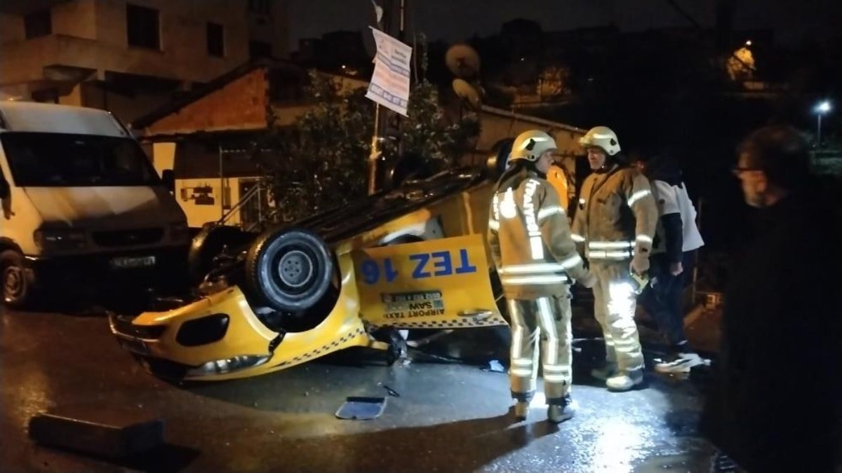 İstanbul Maltepe'de taksi takla attı: 1 yaralı